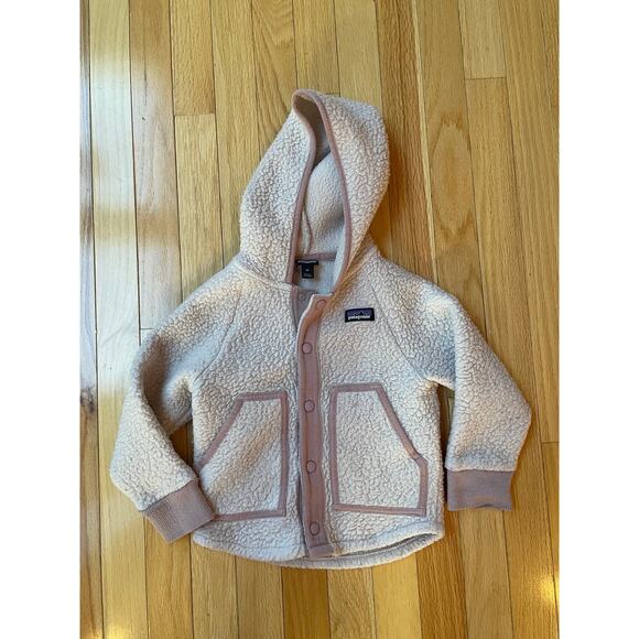Girls Light Pink Fleece w/ buttons and hood #T - Picture 1 of 4